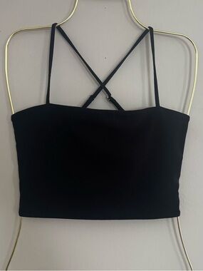 NWOT Forever 21 Black Cross Cross Spaghetti Strap Crop Top Sweetheart Size M